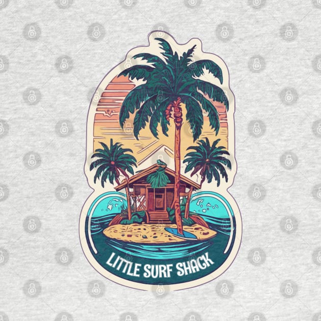 Surf Shack Vintage Retro Surfing Beach by Tezatoons